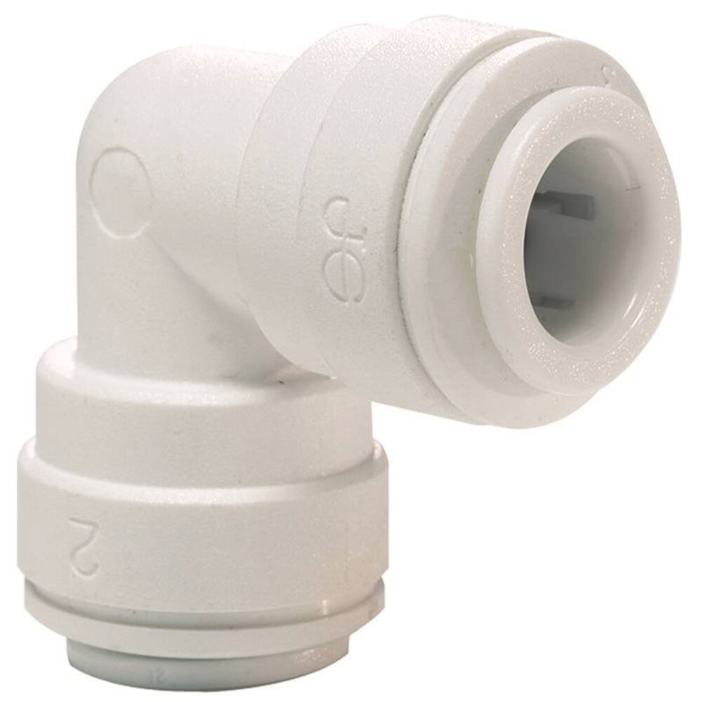 John Guest Speedfit PP0308WP Pipe Union Elbow With Food Grade EPDM O-Ring, 1/4 in, Push-Fit, 150 psi, Polypropylene