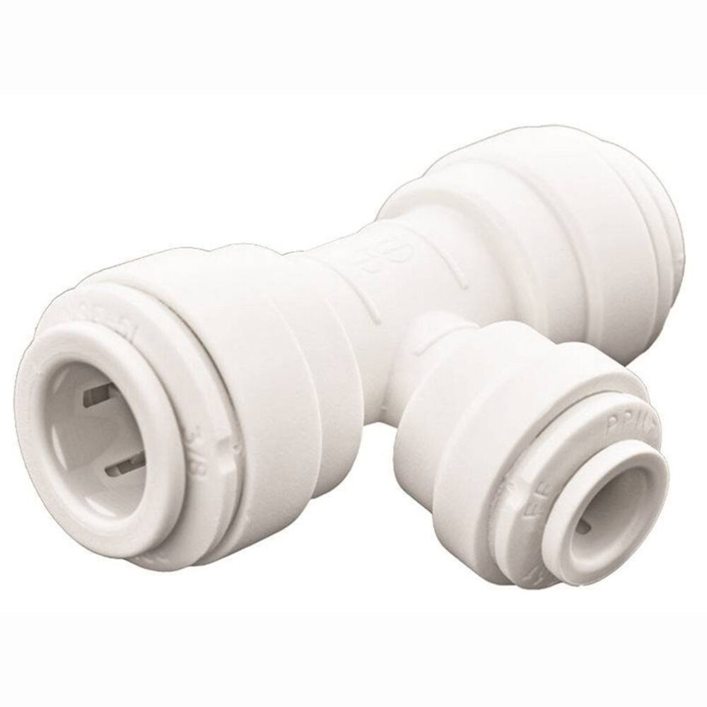 John Guest Speedfit PP30121208WP Tube Reducing Tee, 3/8 X 3/8 X 1/4 in, Push-Fit, 4 - 10 bar Working, Polypropylene