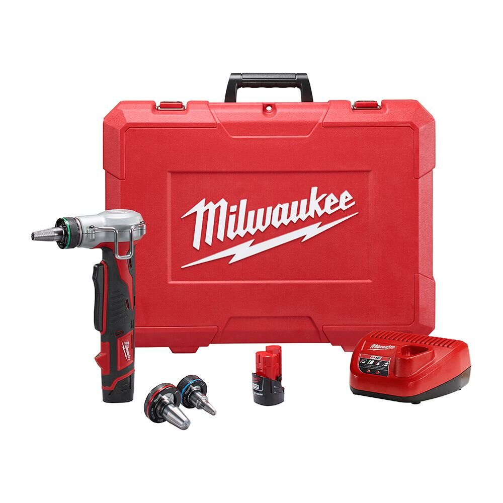 Milwaukee® Tool ProPEX® 2432-22 M12™ Compact Cordless Expansion Tool Kit, 3/8 to 1" Tubing, 12 VDC, Lithium-Ion Battery