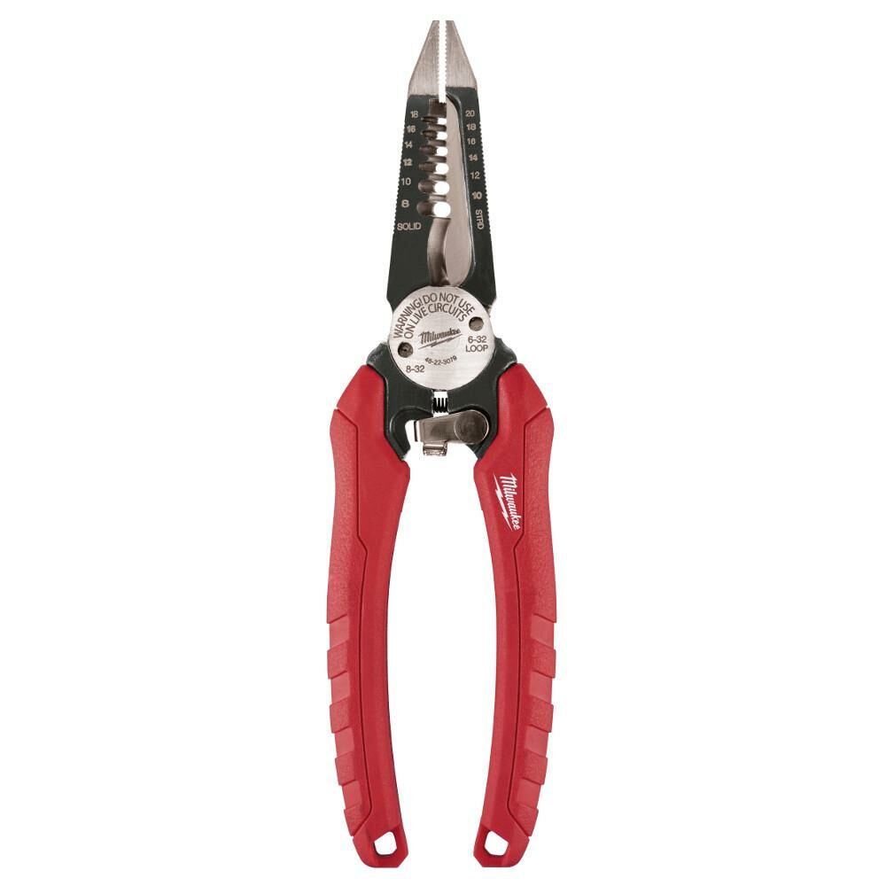Milwaukee® Tool 48-22-3079 6-in-1 Single Handed Spring Loaded Combination Plier With Side Cutter and Wire Stripper