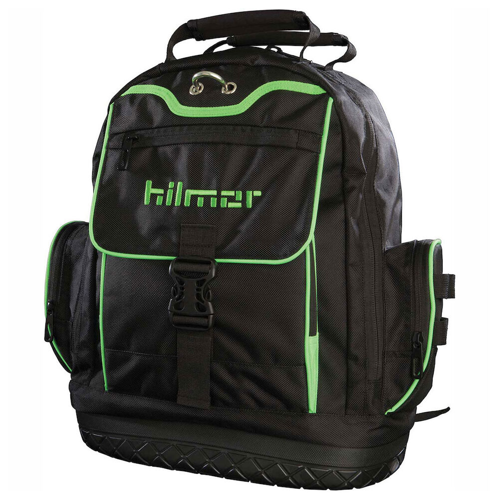 Hilmor® 1839080 Backpack Tool Bag, Black/Green