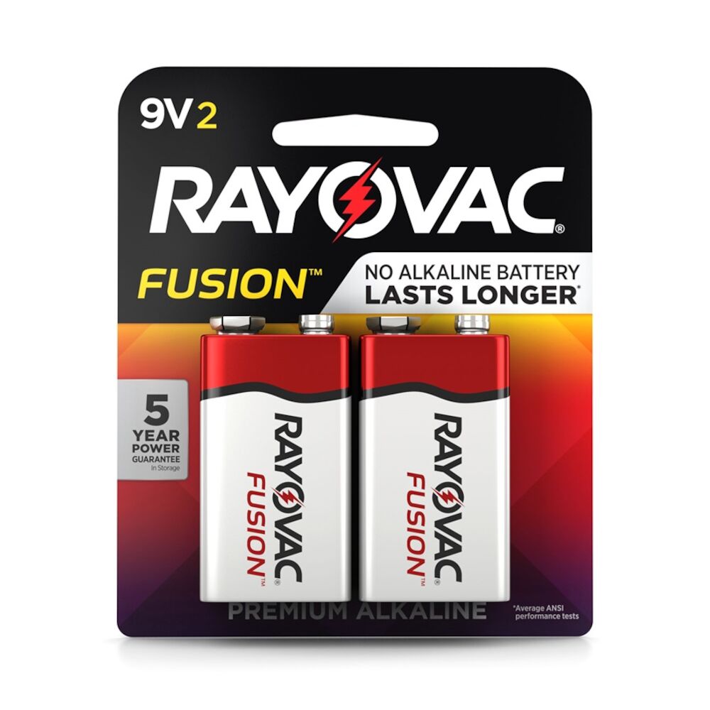 Rayovac® FUSION™ Premium Alkaline 9V Batteries, 2 Pack, A1604-2TFUS