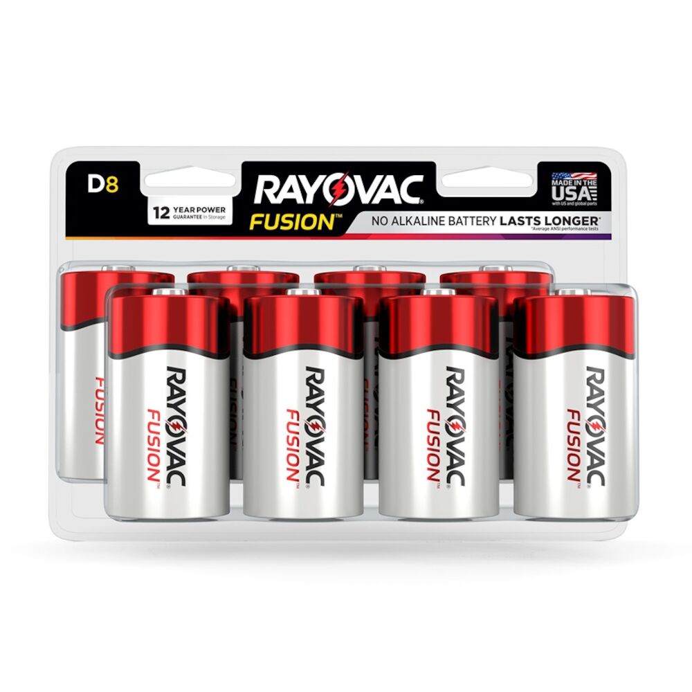 Rayovac® FUSION™ Premium Alkaline D Batteries, 8 Pack,  813-8LTFUSJ