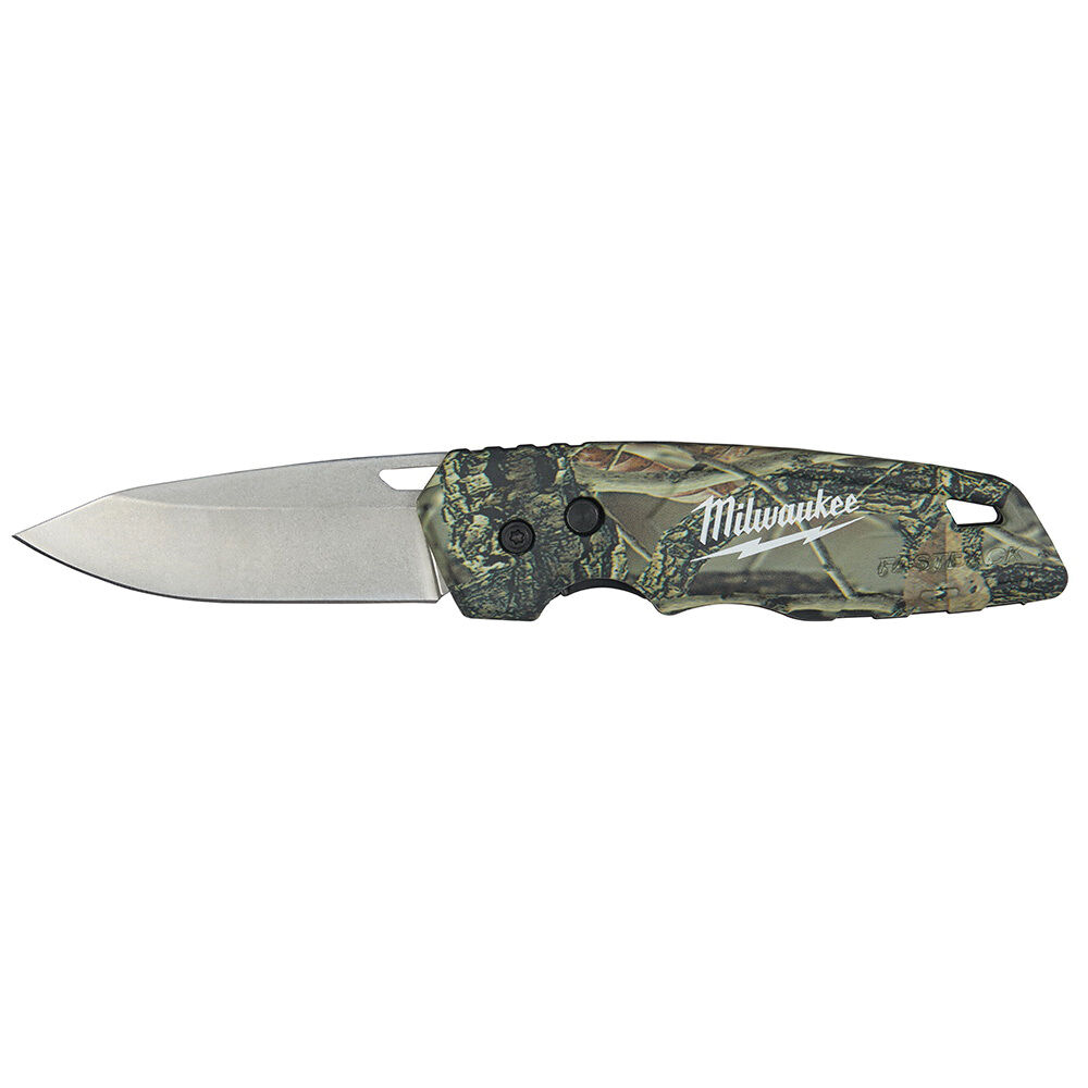 Milwaukee® Tool 48-22-1524 FASTBACK™ Lockable Camo Folding Knife, Stainless Steel Drop Point Blade, 2.95" L Blade