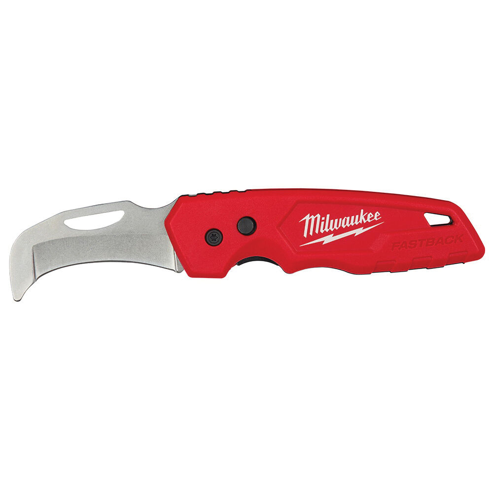 Milwaukee® Tool 48-22-1526 FASTBACK™ Lockable Blunt Tip Hawkbill Folding Knife, Stainless Steel Hawkbill Blade, 2.45" L Blade