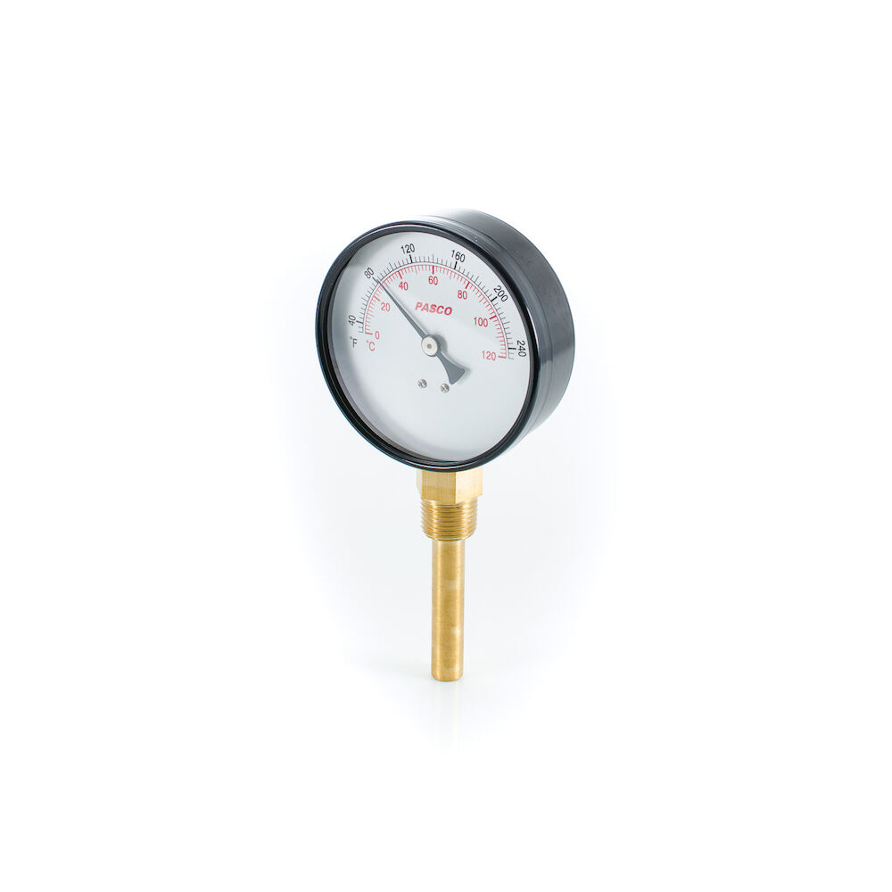 PASCO 1457 Dial Thermometer, 3-1/2 in, 1/2" MNPT Bottom Mount, 32 to 250 deg F
