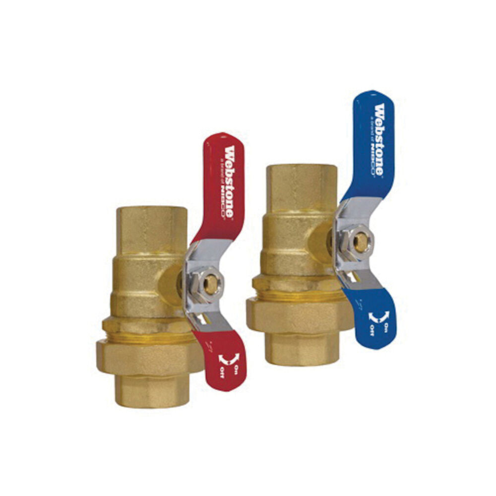 H-40423W-RB 4042W hot/Cold Full Port Union Ball Tankless Water Heater Service Valve Kit With Union Ends and Adjustable Packing Gland