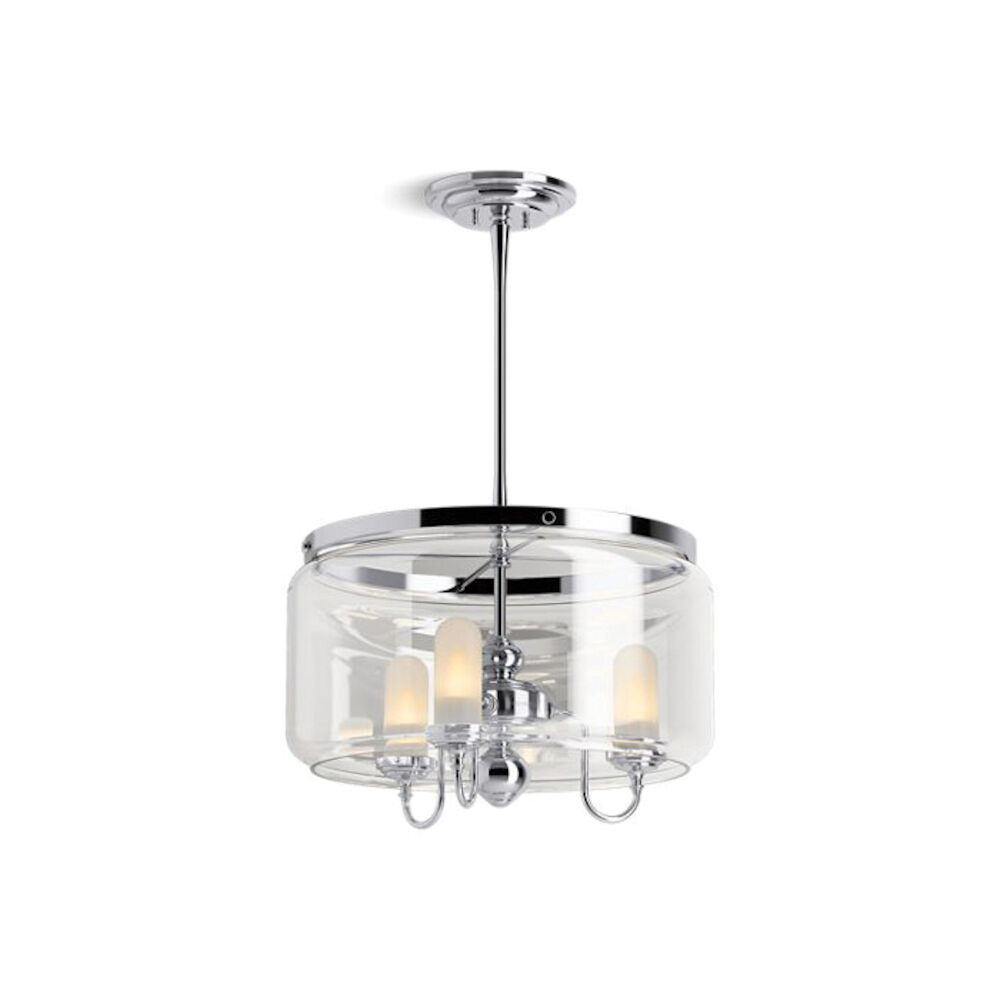 Kohler® 22656-CH03-CPL Artifacts® Chandelier, (3) Type B/Edison Lamp, 120 V, Polished Chrome Housing