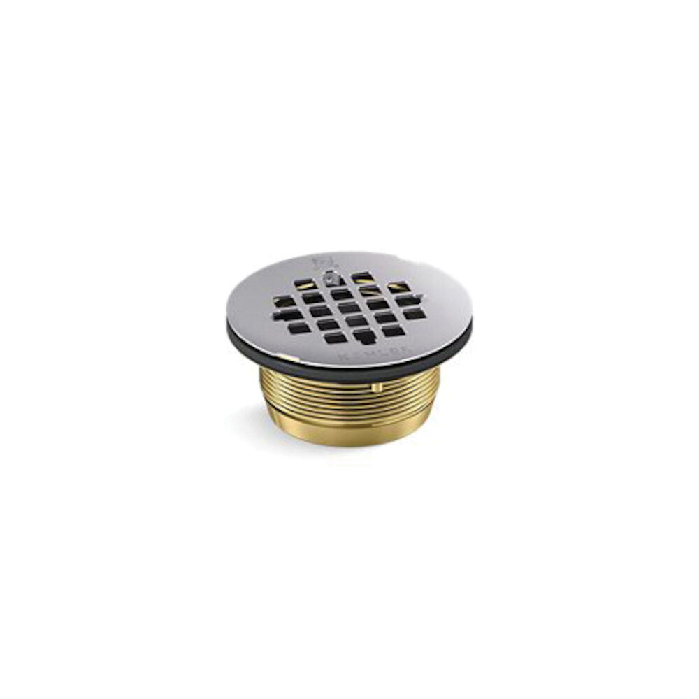 Kohler® 22675-S Round Shower Receptor Drain, 3-1/8" Dia Nominal, Stainless Steel Grid, Brass Drain