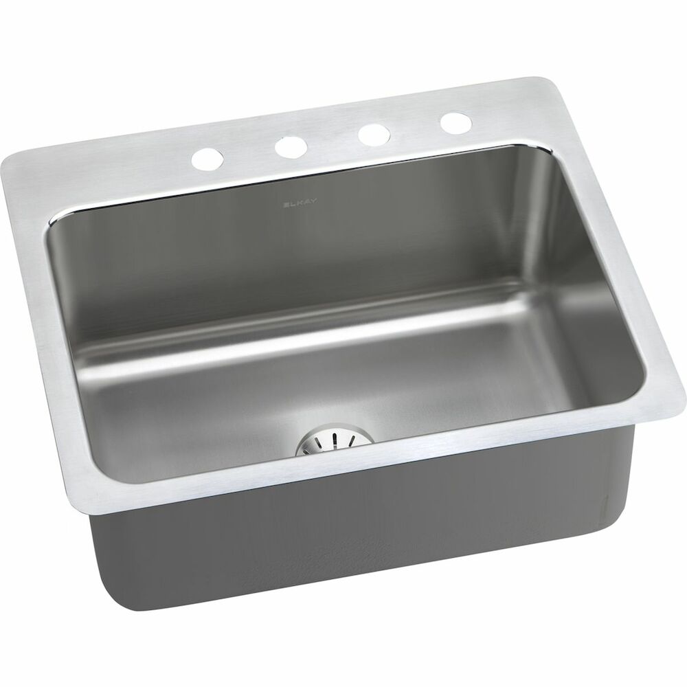 DLSR272210PD1 27"x22"x10" Traditional Dual Mount Sink w/ Perfect Drain®, Lustertone Classic, Rectangular, 1 Hole, Single Bowl, Stainless Steel, Lustrous Satin