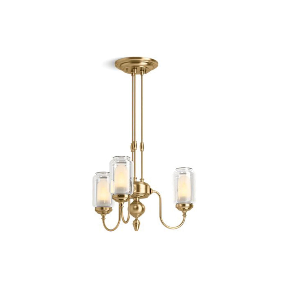 Kohler® 22657-CH03-BGL Artifacts® Chandelier, (3) Type B/Edison Lamp, 120 V, Modern Brushed Gold Housing
