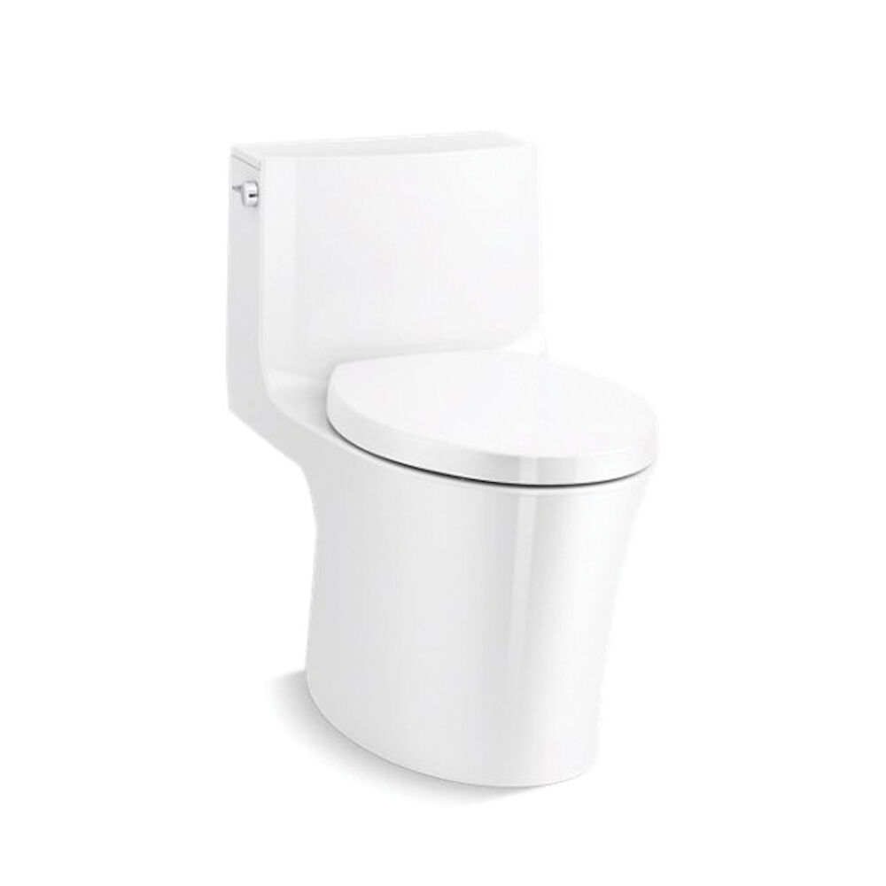 Kohler® 1381-0 1-Piece Toilet With Skirted Trapway, Veil®, Elongated Bowl, 15-3/8" H Rim, 12" Rough-In, 0.8/1.28 gpf, White