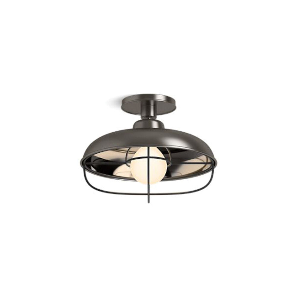 Kohler® 23670-FM01-VNL Modern Farm Flush Mount Lighting, (1) Type G16.5/Edison Lamp, 60 W Fixture, 120 V, Valiant Nickel Housing