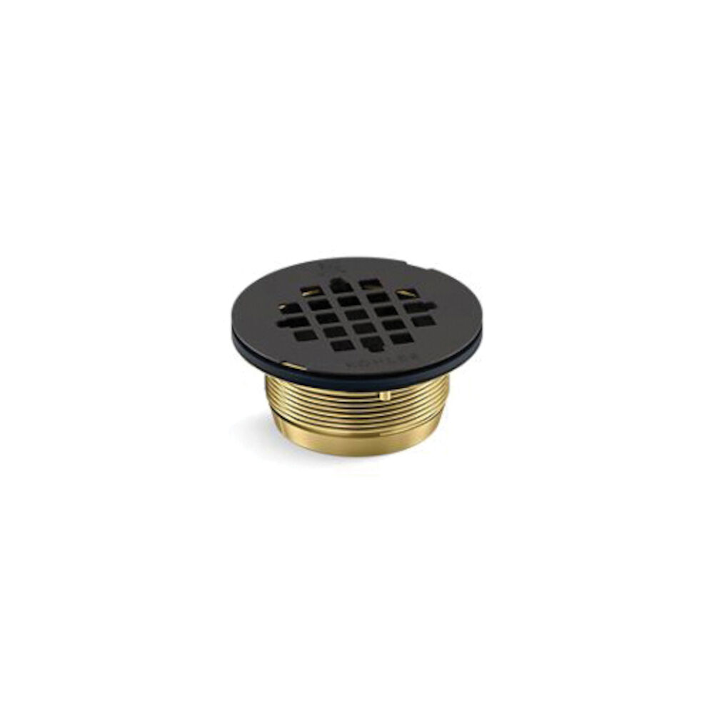 Kohler® 22675-BL Round Shower Receptor Drain, 3-1/8" Dia Nominal, Stainless Steel Grid, Brass Drain