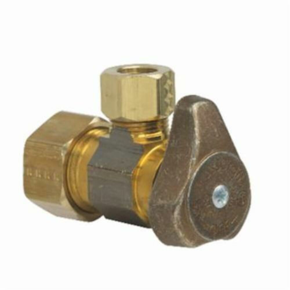 BrassCraft® G2CR19X R G2™ 1/4 Turn Angle Stop, 1/2x3/8" Nominal, Compression, 125 psi, Brass Body, Rough/Unplated, Domestic