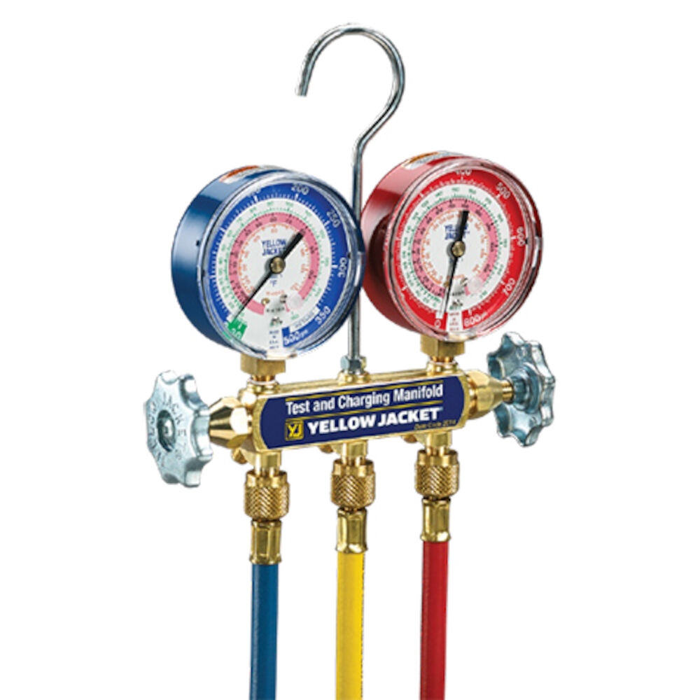 Yellow Jacket® 42004 41 Manifold, 3-1/8 Gauges w/ 60" Hoses
