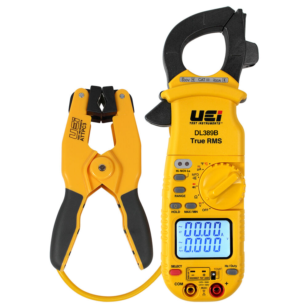 UEi DL389BCOMBO True RMS Dual Display Clamp Meter w/ Temperature and ATTPC3