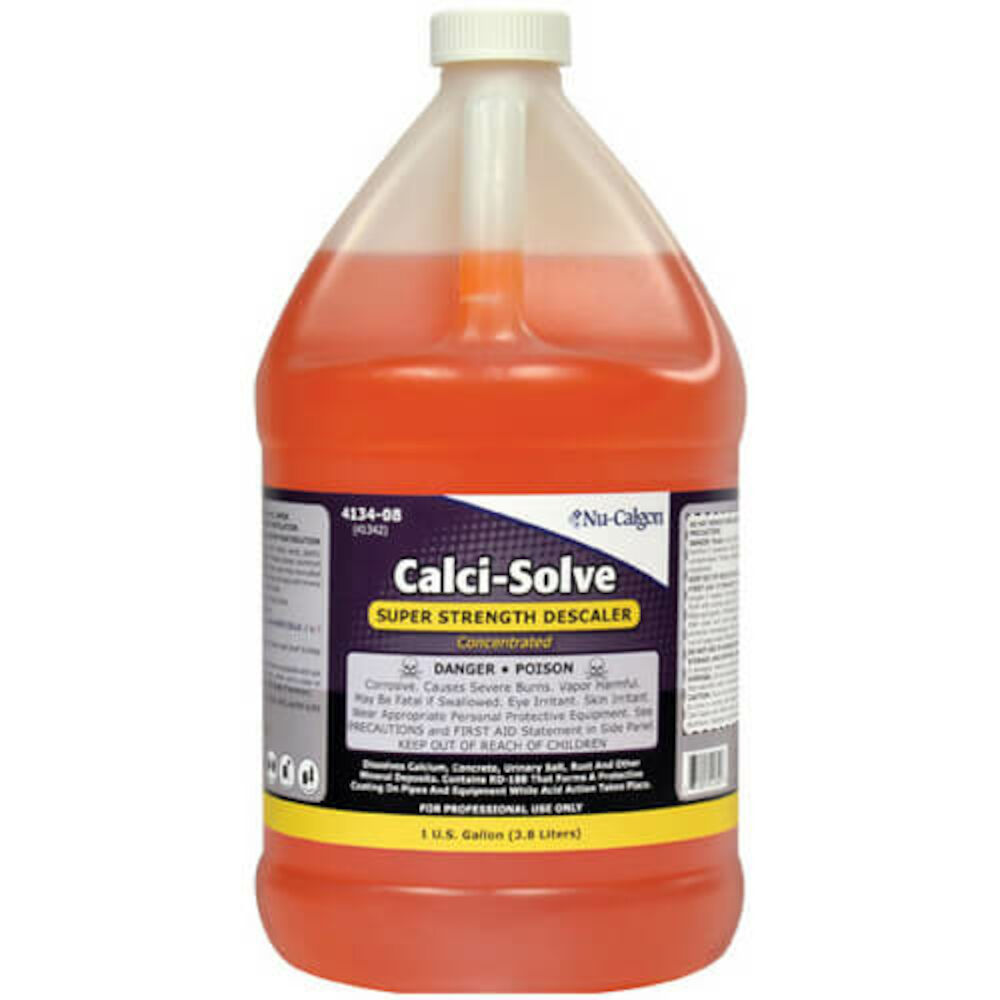 Nu-Calgon Calci-Solve 4134-08 Pipe Descaler, 1 gal Bottle, Liquid, Light Red/Orange, Acidic