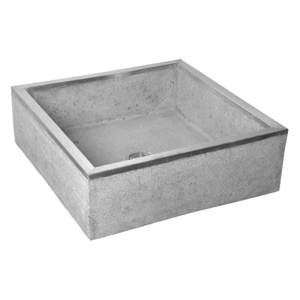 FIAT® SERV-A-SINK® TSB-100 Mop Service Basin w/ Stainless Steel Cap, Squared Shape, 24" W x 24" D x 12" H, Precast Terrazzo