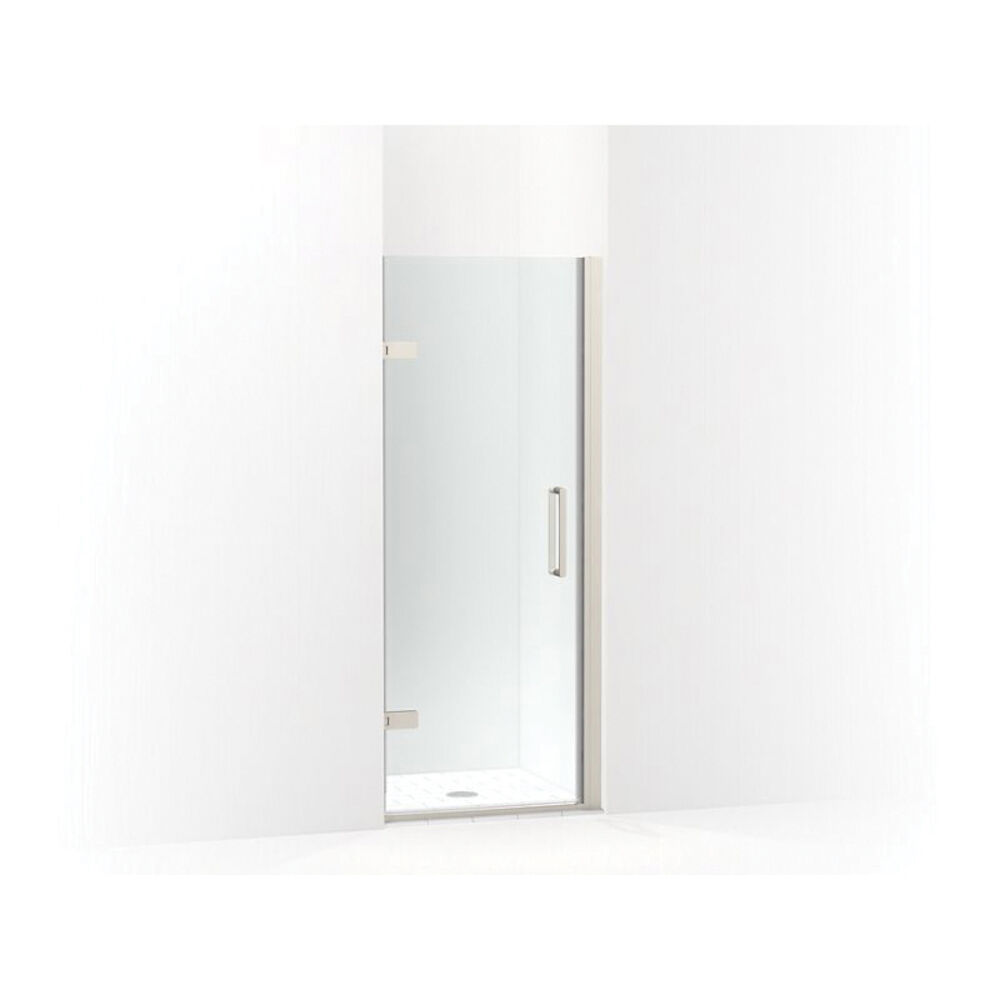 Kohler® 27576-10L-BNK Pivot Shower Door, Crystal Clear Tempered Glass, Frameless Anodized Brushed Nickel Frame