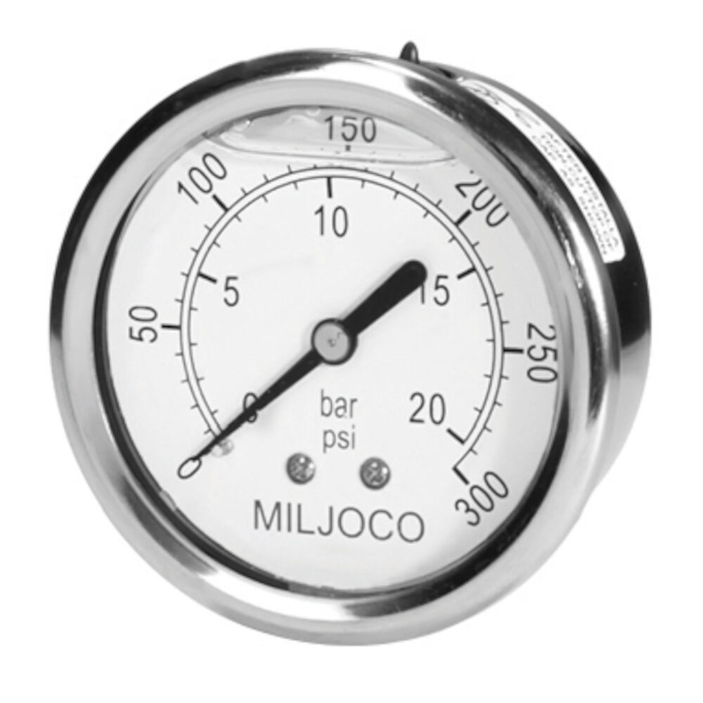 PLF2598001 2-1/2" Dial, 30 HG -0/BAR 1/4" NPT, BCK SS Glycerine Filled Gauge
