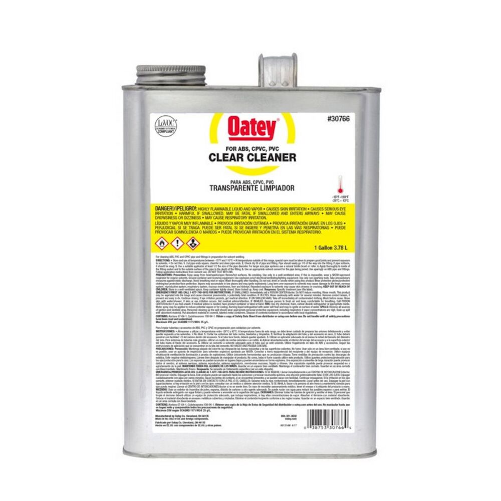 Oatey® 30766 Plastic Cleaner, 1 gal Can, Clear
