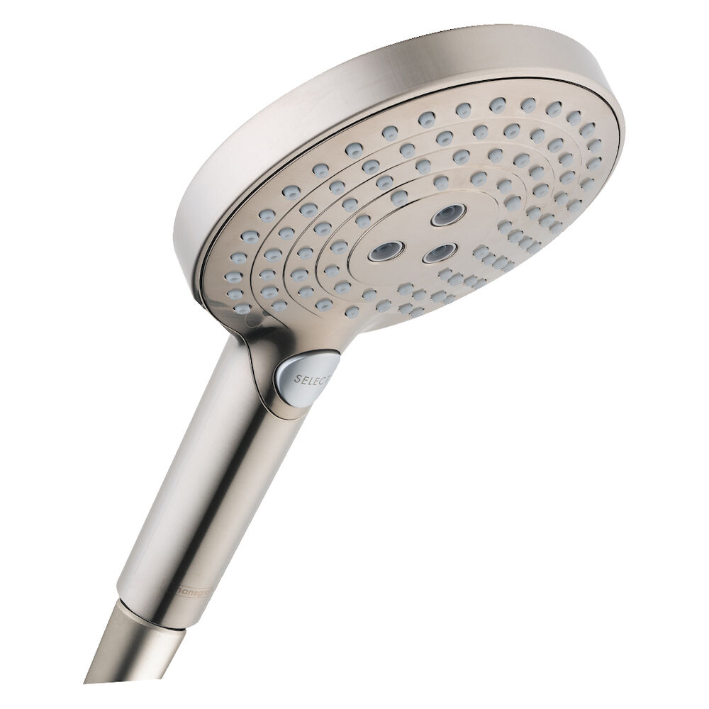 26037821 Hansgrohe Raindance Select S Handshower, 3-Jet, PowderRain Technology, 2.5 gpm, Brushed Nickel