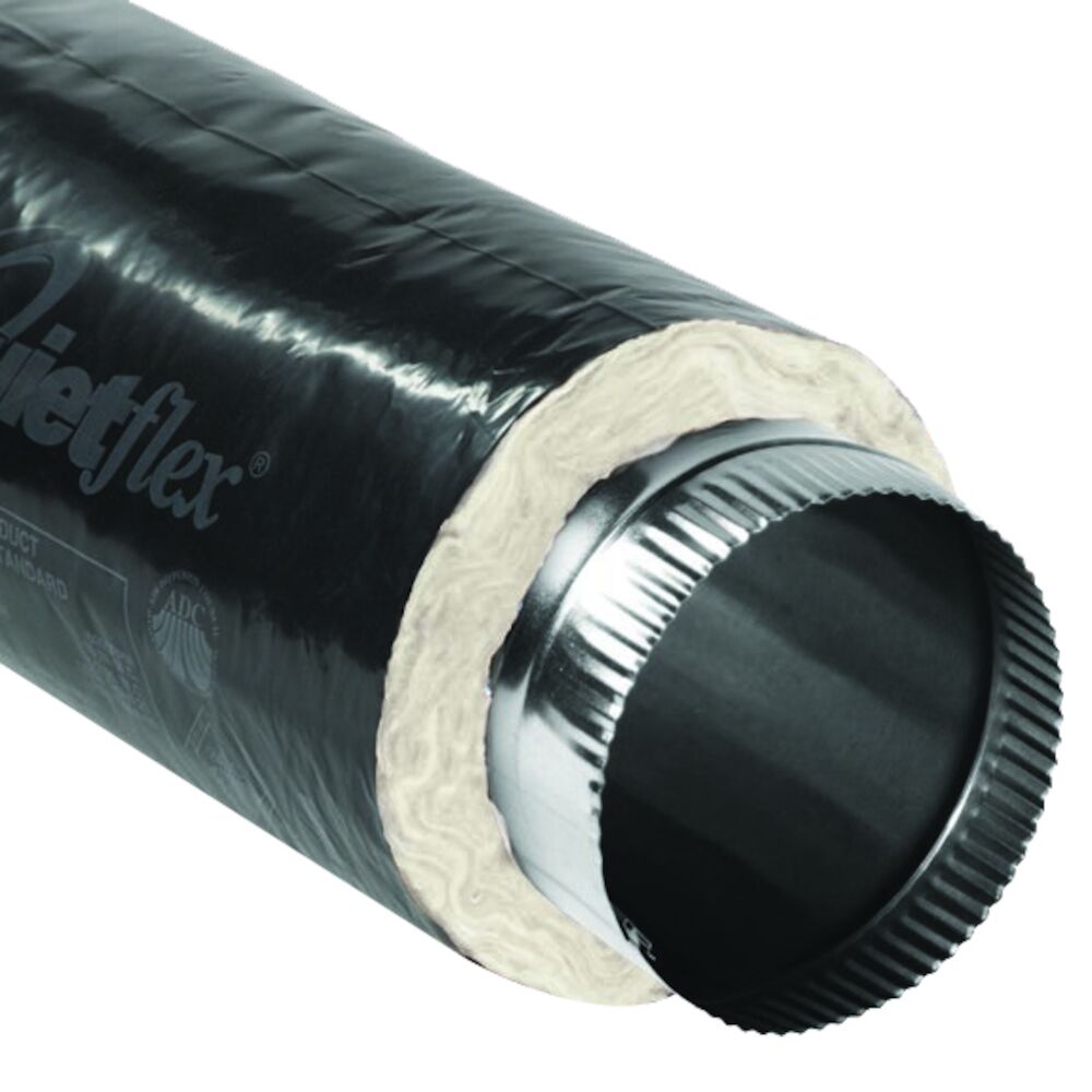 Quietflex® 14x5 BS1442 BS42 Black Jacket Insulated Sleeve With R 4.2 Insulation, 14" Dia, 5' L, Fiberglass