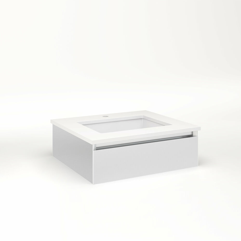 VM24H1D21F19N Cartesian 24-1/8" x 7-1/2" x 21-3/4" Vanity with Slim Drawer, Satin White