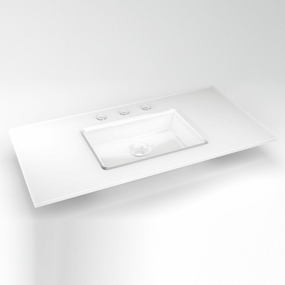 TC37UCN21-8 37X19 WHT 3H GLASS SINK