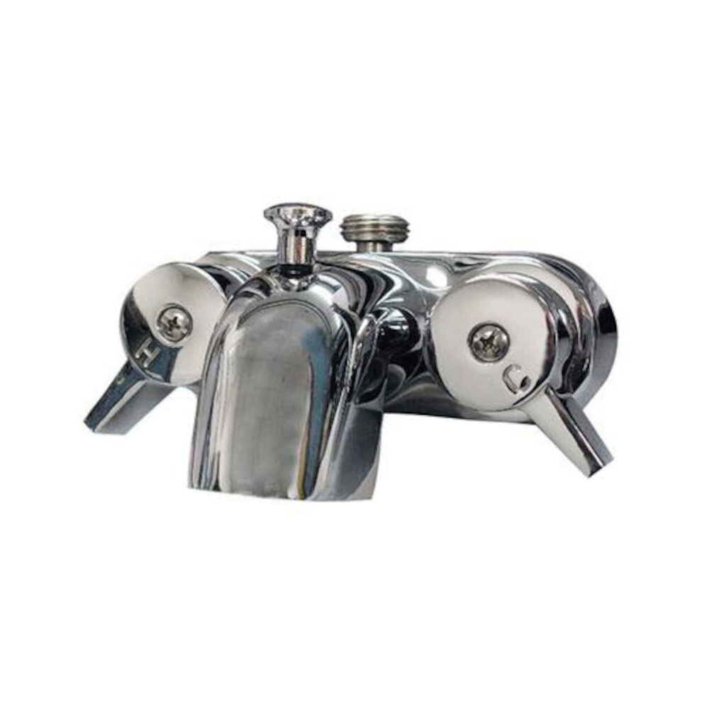 Barclay 205-S-CP Clawfoot Tub Filler With Diverter, 4 gpm Flow Rate, 3-3/8" Center, Polished Chrome, 2 Handles, Import
