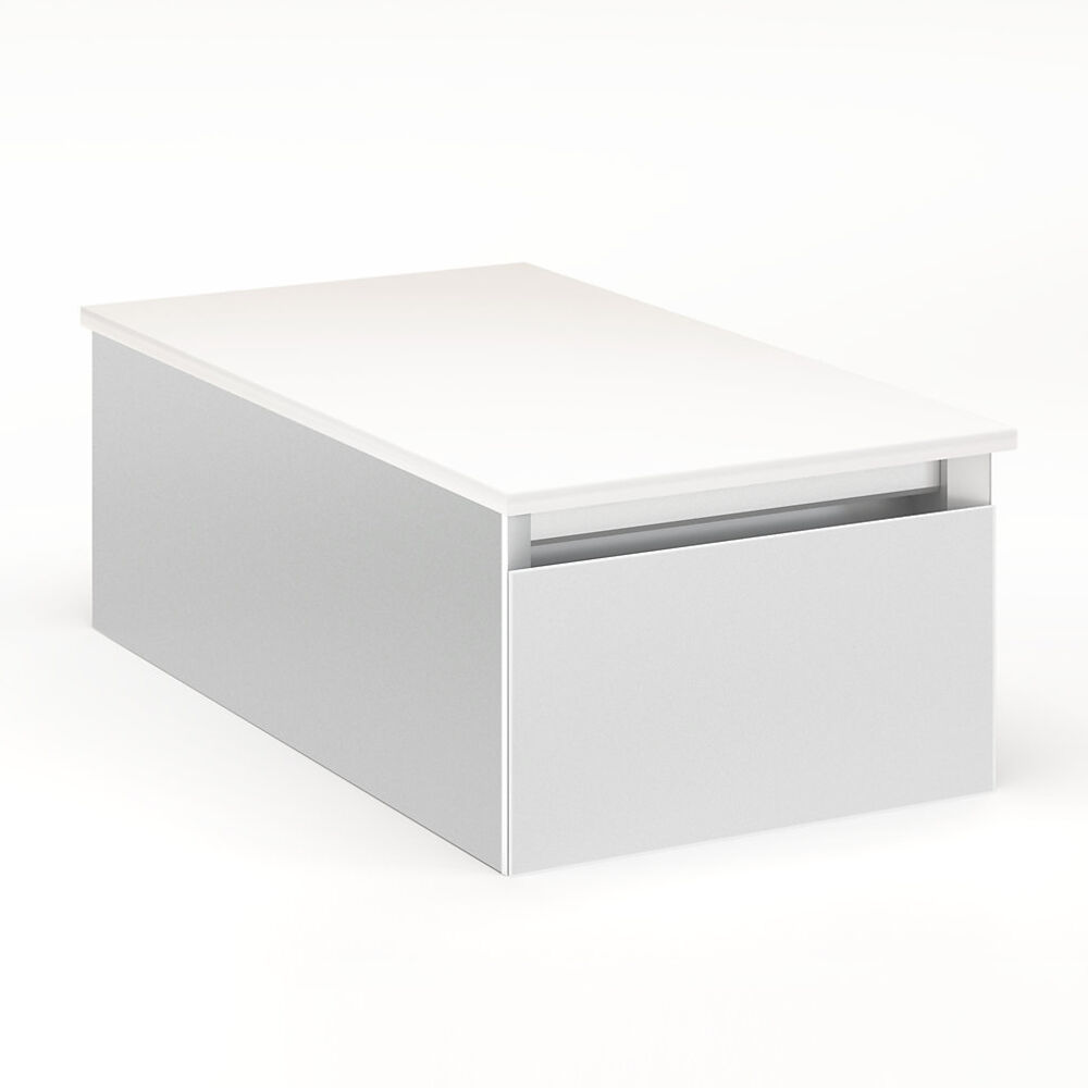 VM12H1D21F19N Cartesian Vanity, 12" x 7-1/2" x 21", Satin White, Full Drawer, No Night Light