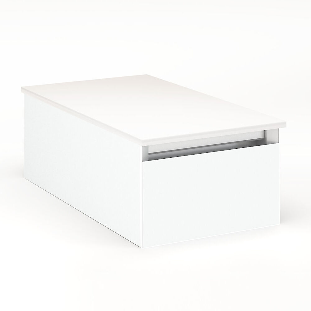 VM12H1D21F26N Cartesian Vanity, 12" x 7-1/2" x 21", Matte White, Full Drawer, No Night Light