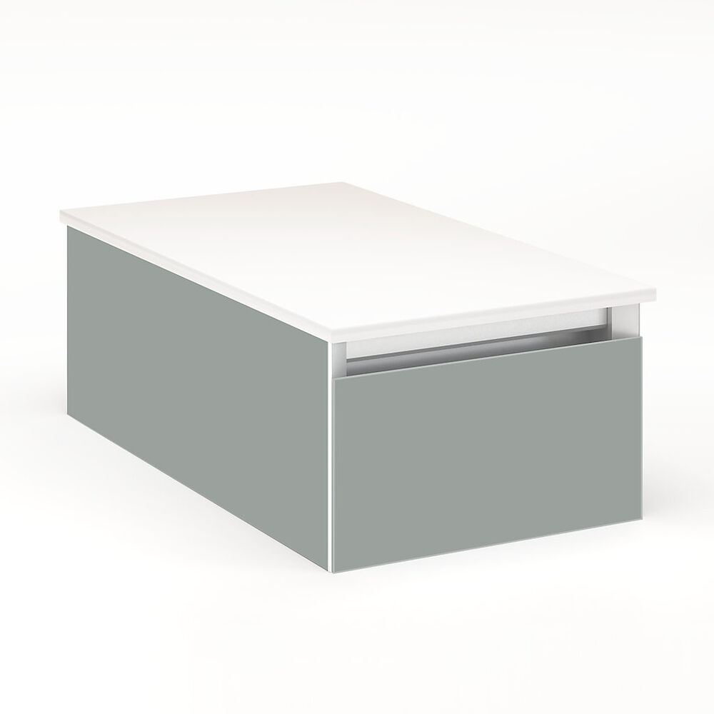 VM12H1D21F27N Cartesian Vanity, 12" x 7-1/2" x 21", Matte Gray, Full Drawer, No Night Light