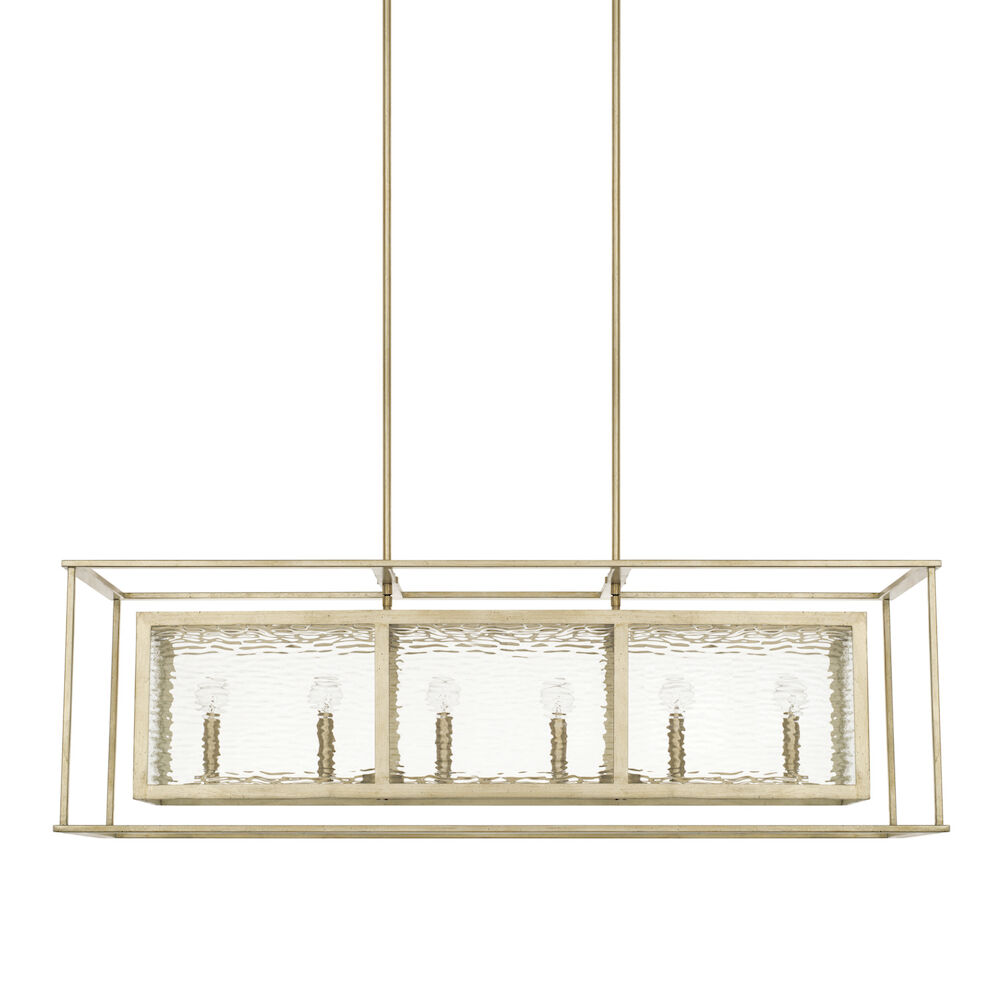 828361WG Nicci 46-inch 6-Light Water Glass Island Light, Winter Gold