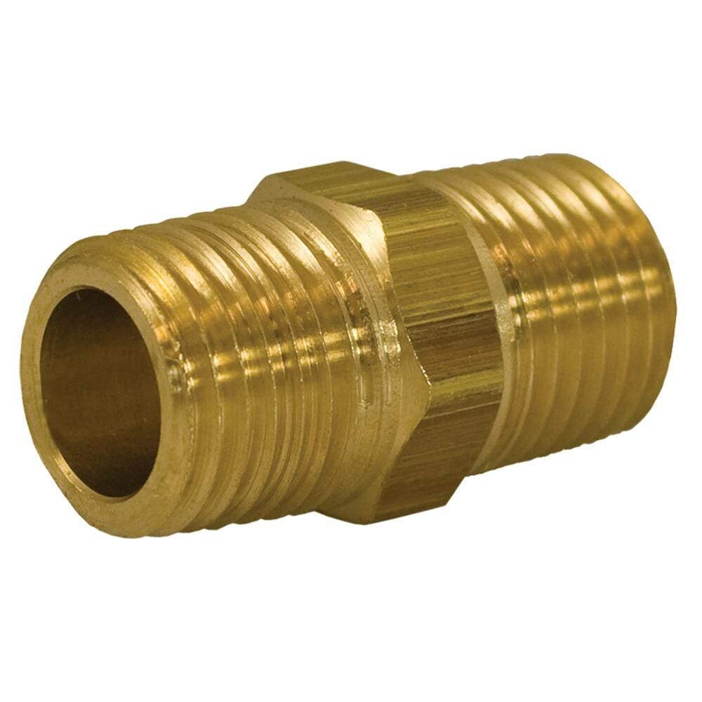 Century Brass Plumbing 306-2 Brass HEX Nipple, 1/8" MIP