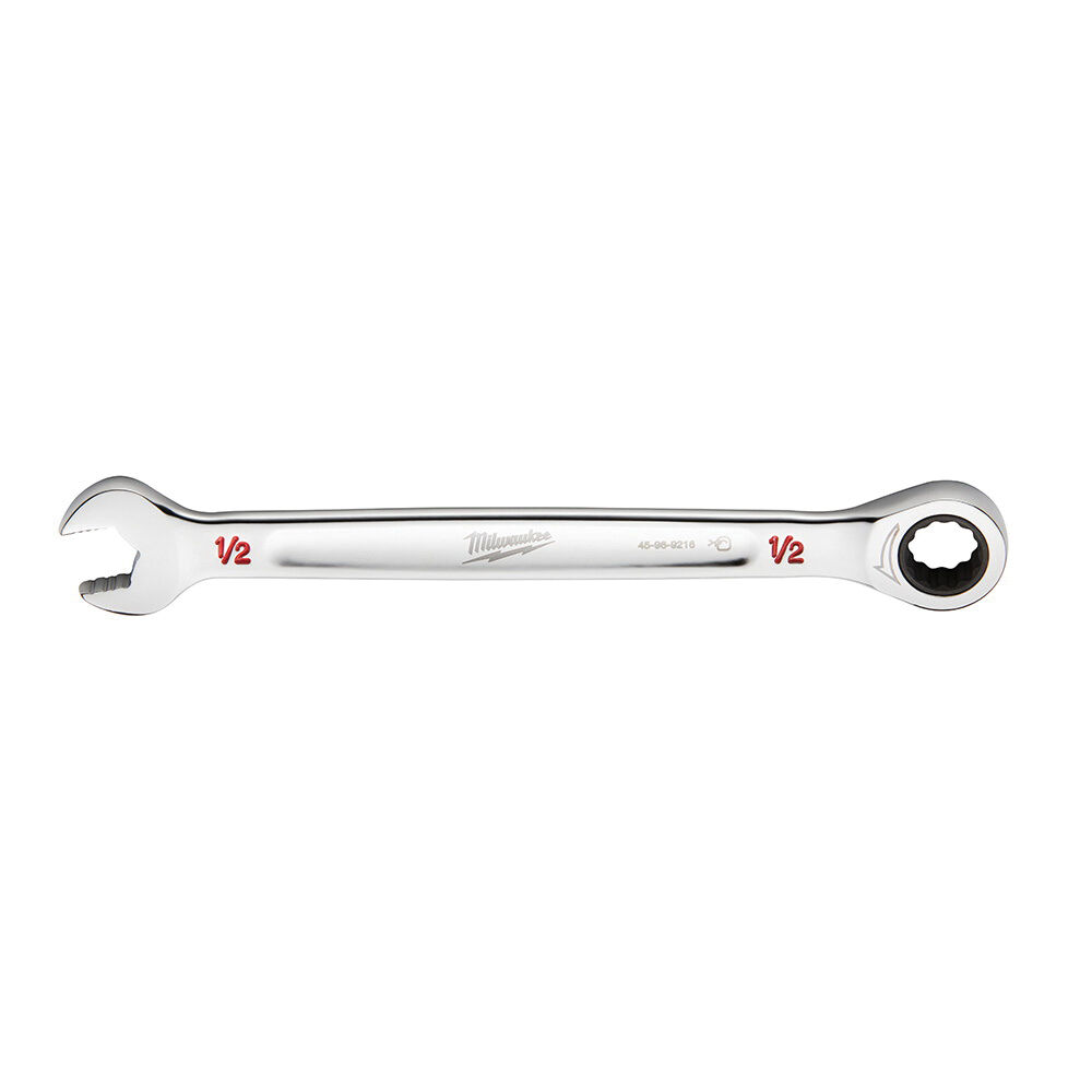 Milwaukee® Tool 45-96-9216 Ratcheting Standard Length Combination Wrench, 1/2" Wrench, 12 Points, 7.34" OAL, Steel