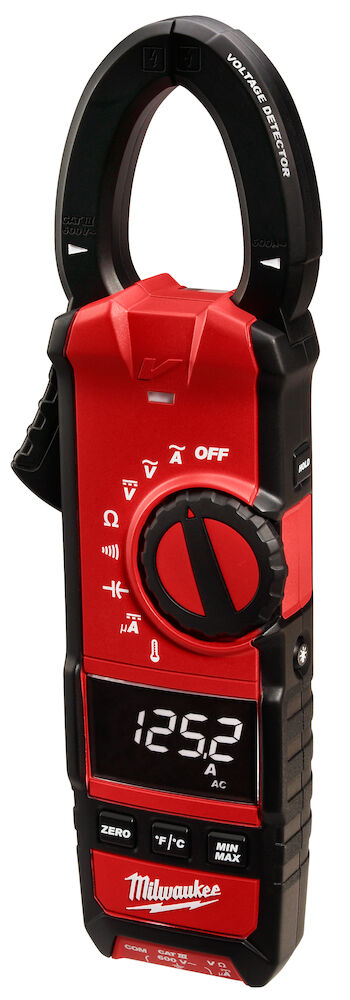 Milwaukee® Tool 2236-20NST Clamp Meter, 600 A, 600 V, 6 kOhm, 1.3" Jaw, Reverse Black LCD Display