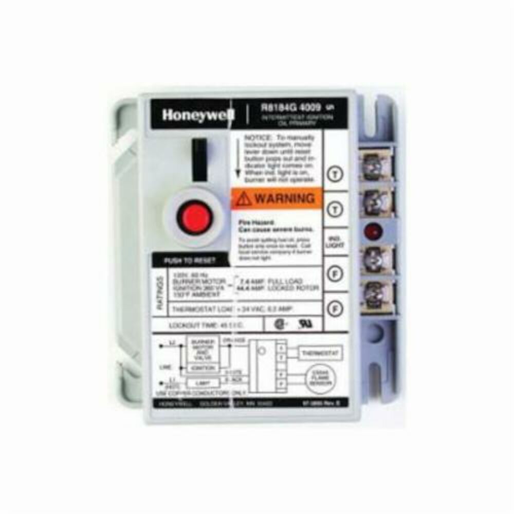 Honeywell R8184G4082/U Oil Burner Control With 45 Sec Safety Timing and Alarm Outputs