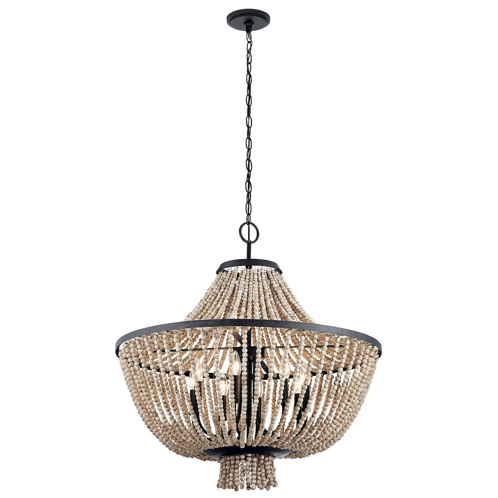 Kichler® 43892DBK Brisbane 1-Tier Large Transitional Chandelier, (8) Type B Incandescent Lamp, 120 VAC, Distressed Black Housing