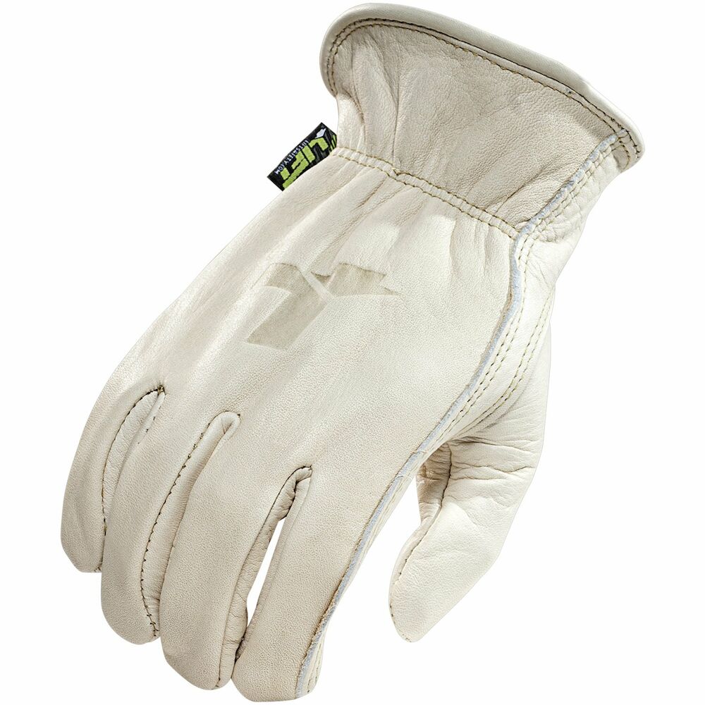 G8S-6S1L 8 Sec General Purpose Gloves, Driver's, XL, Leather, White, Elastic Cuff, Unlined Lining, Keystone Thumb