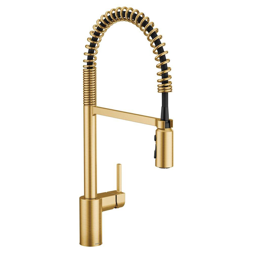 Moen® 5923BG Align™ Pre-Rinse Spring Pulldown Kitchen Faucet, 1.5 gpm, Brushed Gold, 1 Handle, Domestic