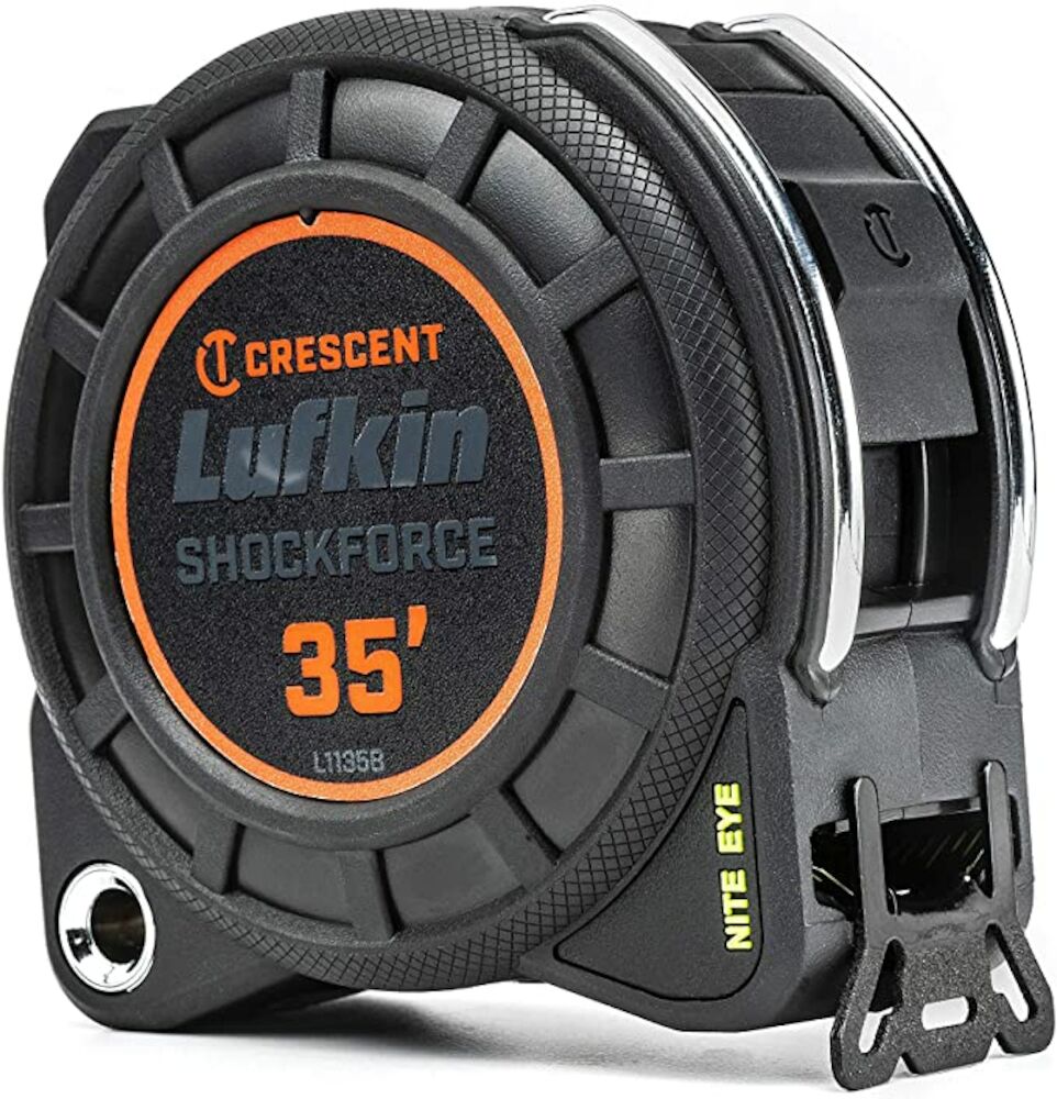 CRESCENT Lufkin® L1135B Shockforce™ Nite Eye™ 2-Sided Tape Measure, 35' L x 1-3/16" W Blade, Steel Blade