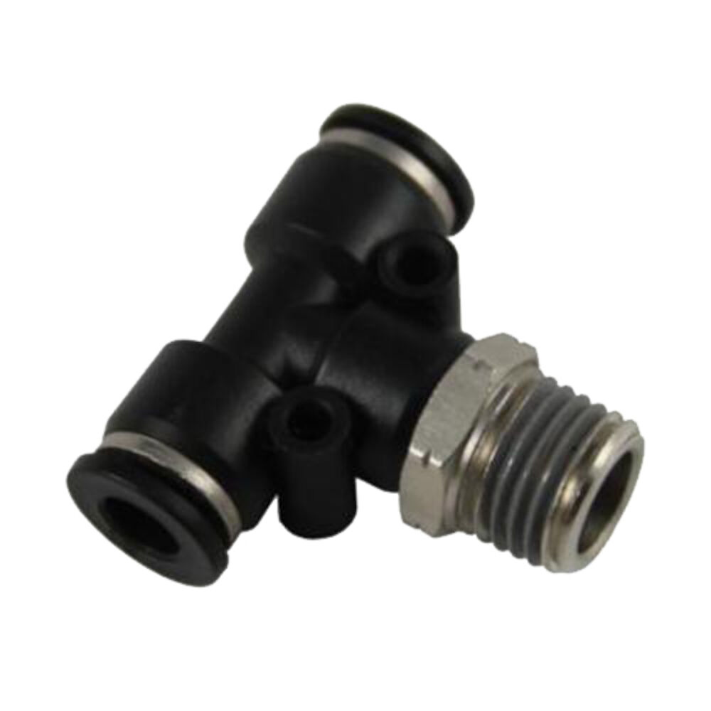 Polyconn® Tee Branch Swivel, Male NPT x Push-In, Male NPT x Push-In, Brass/Polybutylene