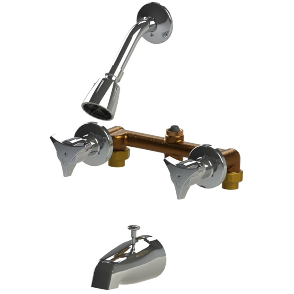 32 UB 8-Inch Spread 2-Valve Diverter, C-N-I Union, Metal Handles, Compression Valves