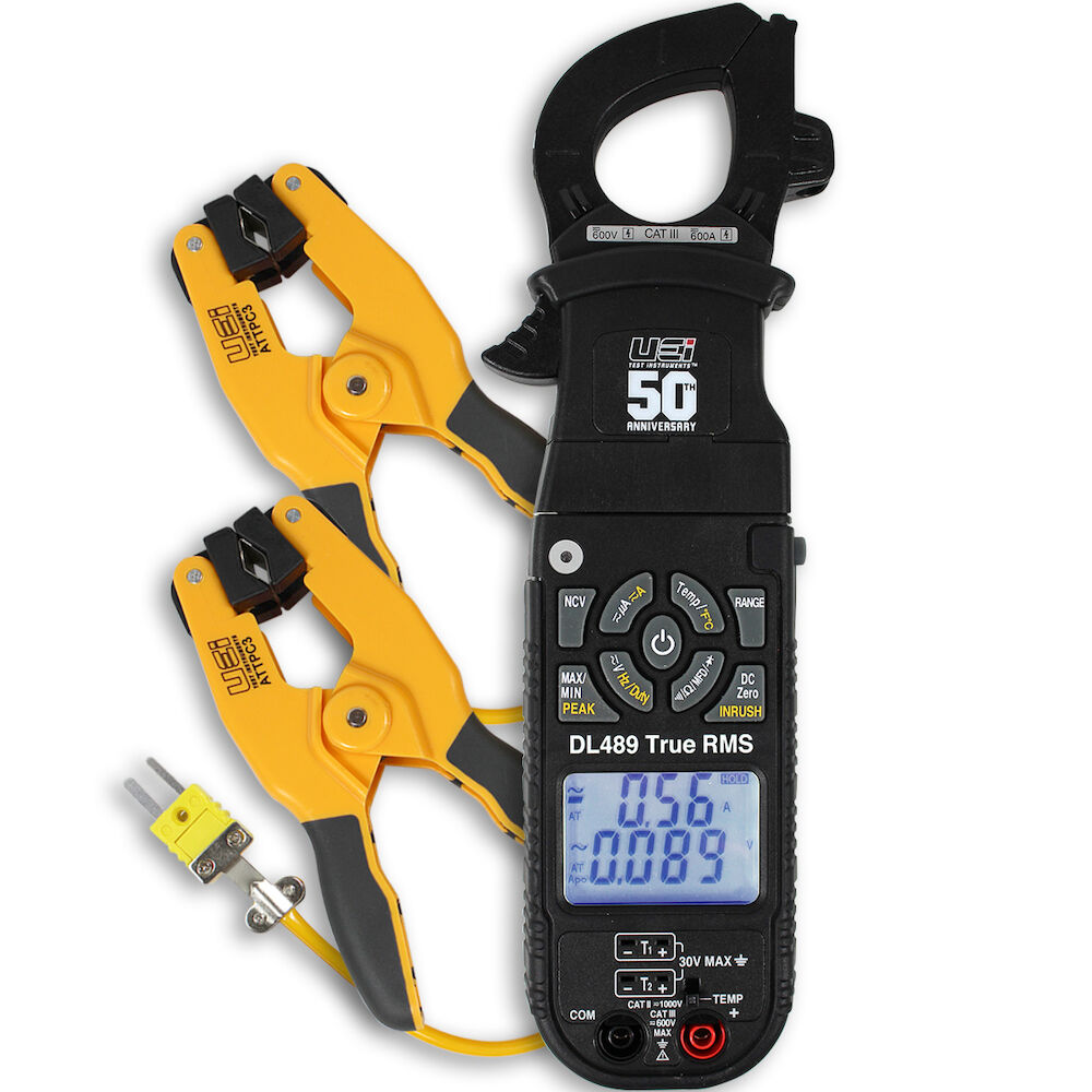 DL489COMBO Commemorative Edition Premium Digital Clamp Meter With 2 Pipe Clamp Adapters