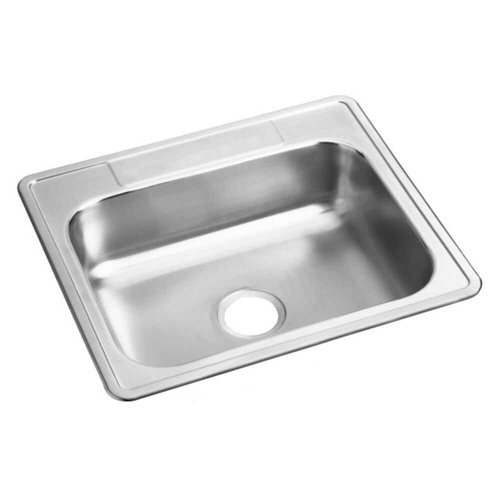 D125210 25" Kitchen Sink, Classic®, Rectangular, 0 Faucet Holes, Top Mount, Stainless Steel, Satin