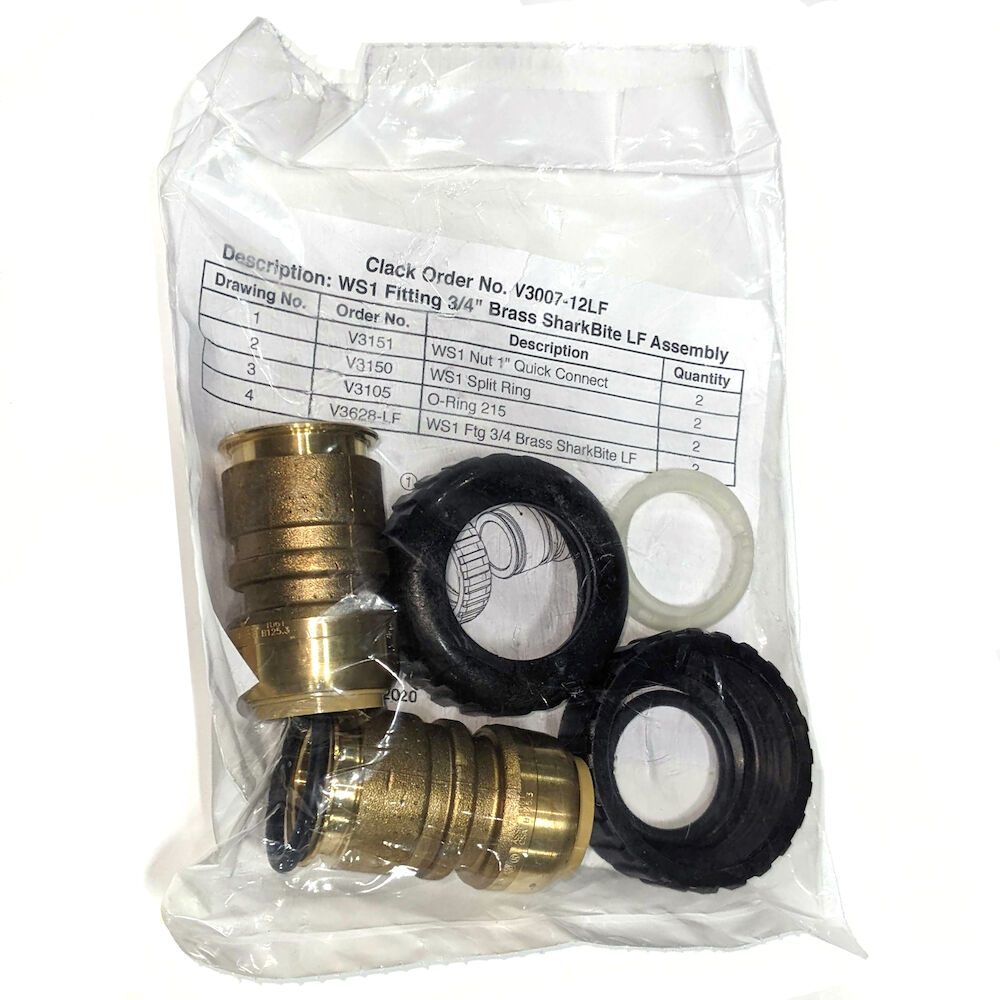 H110135 WS1 Fitting 3/4" Brass SharkBite LF Assembly