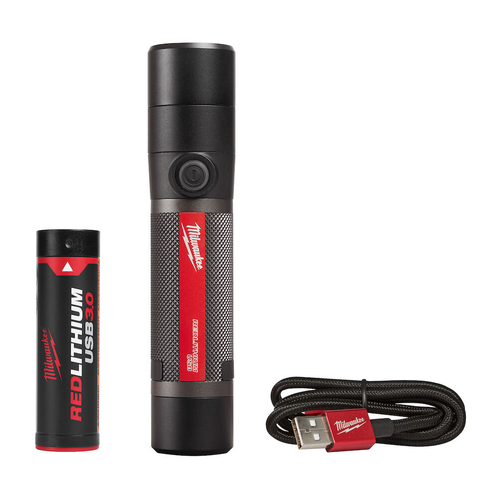 Milwaukee® Tool 2160-21 Cordless USB Rechargeable Compact Flashlight, LED Bulb, Aluminum Housing, 800 Lumens, 1 Bulb