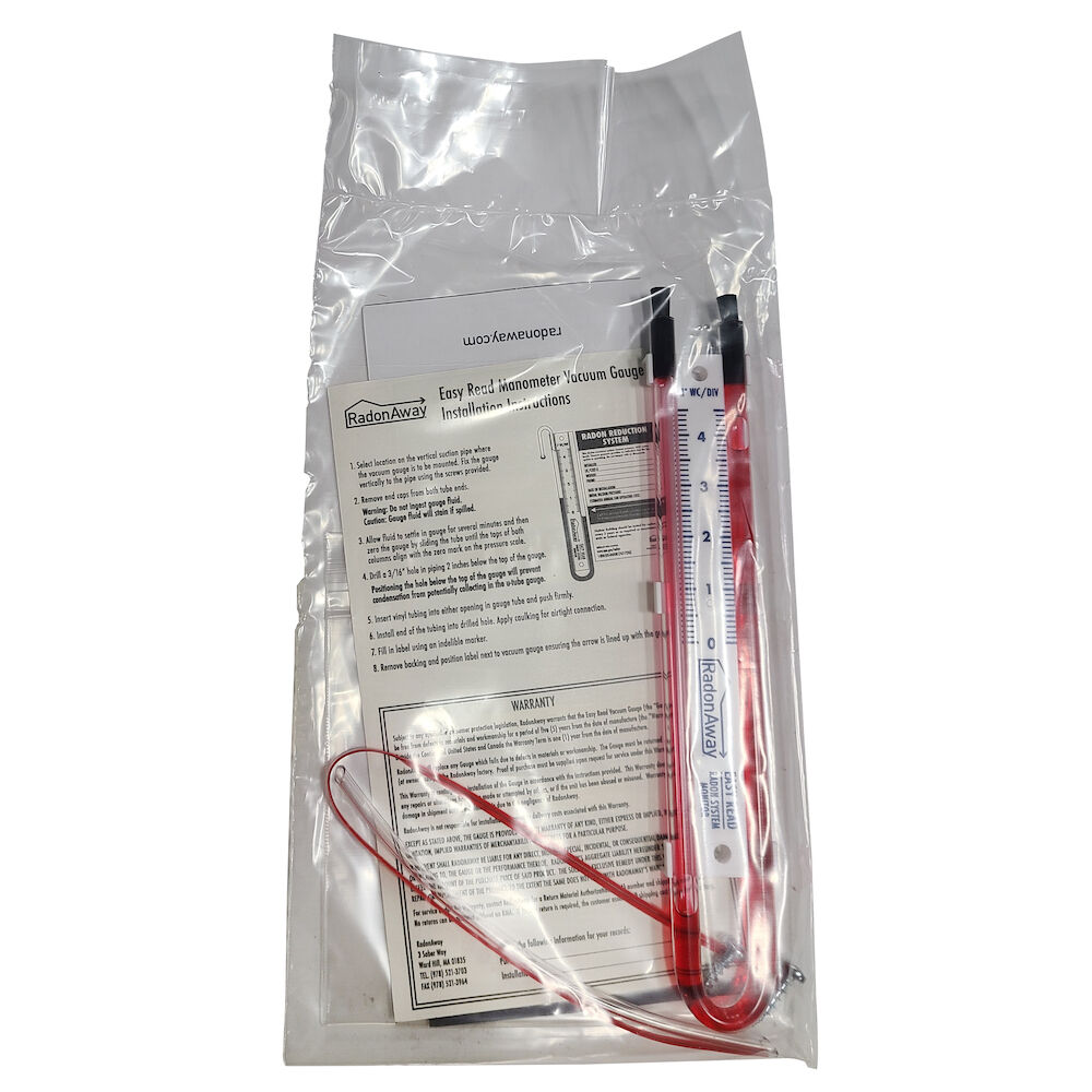 MU-14 50018 Easy Read Manometer Mini U-Tube Vacuum Gauge Radon Control